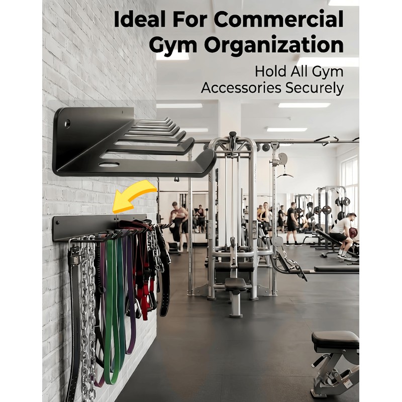 9 Hook Wall Mount Gym Storage Rack, Heavy-Duty Fitness Equipment