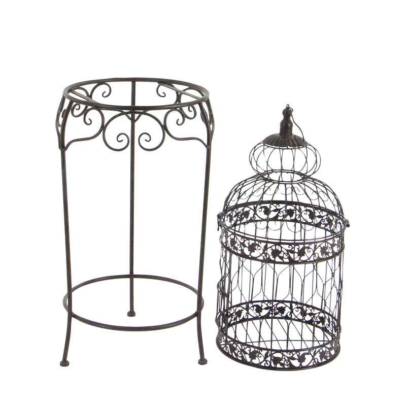 Deco 79 Vintage Metal Free-Standing Birdcage, 14" x 14" x