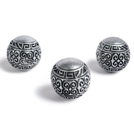 Artconal Feng Shui Orbs Ball for Bowls (Set of 3) Antique Silver Accent Resin 3 inch Decorative Sphere Balls for Bowl Fillers Home Living Room Decoration