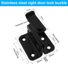 ZMDMAH Door Bolt Lockable Stainless Steel Latch Small Deadbolt Lock with Padlock, Hole Latch Black for Gate, Window, Fence (Black, Open Left, 40 mm)