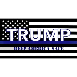 Generic Pack of 12 USA Thin Blue Line Flag ""Trump Keep America Safe"" E-Z Peel Vinyl Decal Bumper Sticker