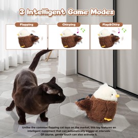 MAILCAT Cat Toys Intelligent Flapping Eaglet, Interactive Cat Toys for Indoor Cats Chase Exercise, Suitable for Cat Teaser Stick, Vivid Chirping, 3 Modes, Rechargeable