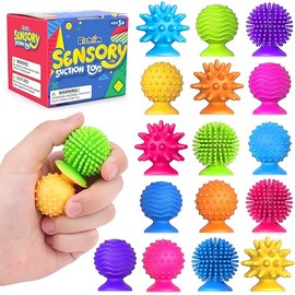 Sensory Fidget Toys Kids Adults: 16 Pack Textured Suction Toys for Autism Kids Calming - Quiet Anxiety Fidgets for Classroom Prize - Calm Down Toys for Girls Boys - Travel Toys Road Trip Activities