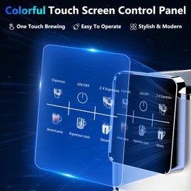 URintells Cuising Espresso Machine 20 Bar,Touch Screen Espresso Maker with Steam Milk Frother,Stainless Steel Coffee Machine for Cappuccino Latte Americano Cold Brew,1350W Fast Heat Up System,Silver