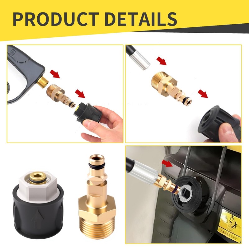 2Pack High Pressure Washer Adapter, M22 14mm Brass Quick Connect