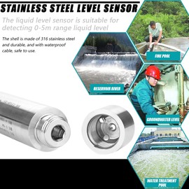 DC 24 V 4-20 mA Level Sensor, Corrosion-Resistant Throwing Sensor for Liquid Level with Waterproof Cable, Input Level Transmitter for Detection of 0-5 m Range