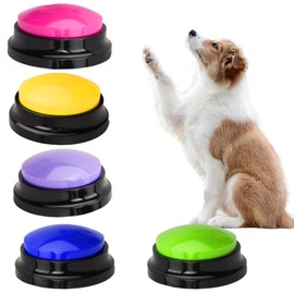 Azonelife Pack of 5 Pet Communication Buttons, 30 Seconds Recording Dog Talking Buttons, Dog Answer Buzzer Summer, Pet Training Button for Cats, Puppies, Pets, Interaction Training