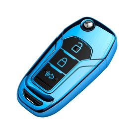 Tukellen for Ford Key Fob Cover Soft TPU Full Protection Key Shell Key Case Compatible with Ford F150 F250 F350 F450 F550 Explorer Ranger Escape Key Shell (Blue)