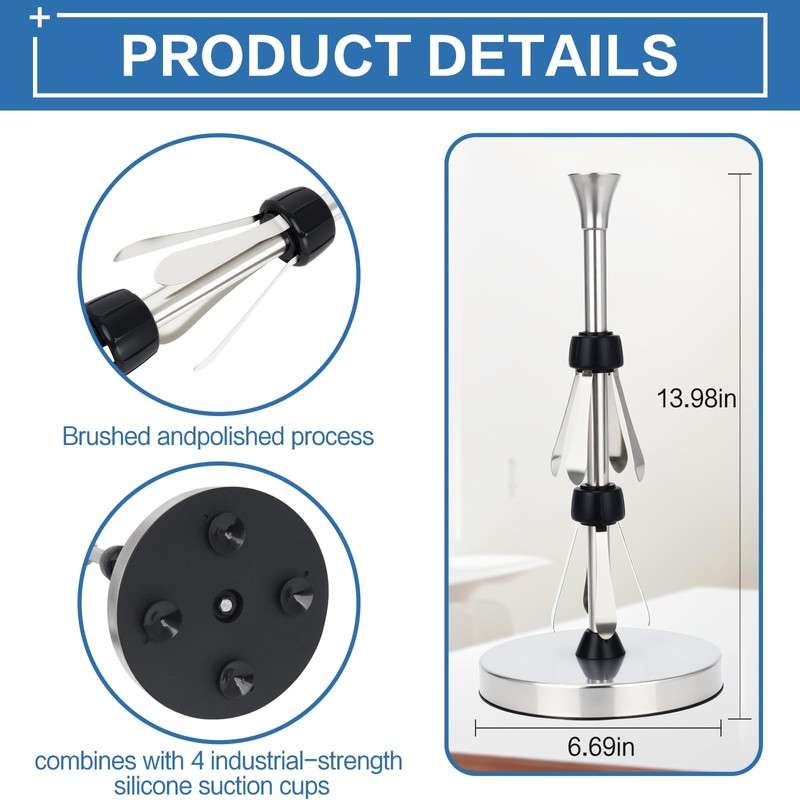 Stainless Steel Paper Towel Holder – Heavy-Duty Base & Suction