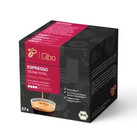Tchibo Qbo Espresso Sidama Royal Premium Coffee Capsules, Pack of 27 (Espresso, Intensity 4/10, Aromatic and Fruity), Sustainable, Made from 70% Renewable Raw Materials & Climate Neutral Compensated