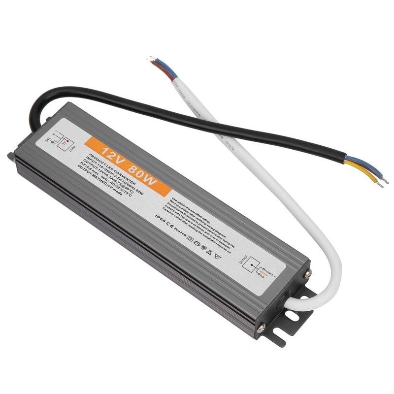 80W LED Driver Transformer, 12V/24V DC IP68 Waterproof Switching Power