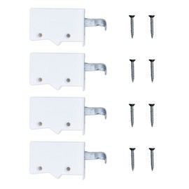 4 x Sossai® Dexo Cabinet Hangers | Hanger + Screws Set | Colour: White | Wall Bracket, Cupboard Holder, Cupboard Holder for Kitchen Wall Cabinets