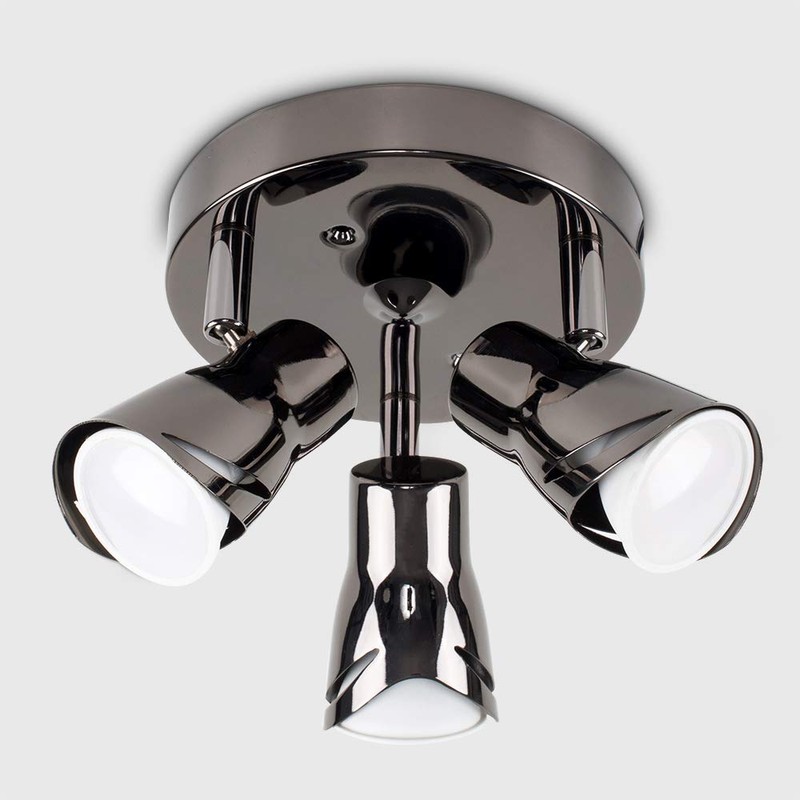 MiniSun Modern Black Chrome 3 Way Sleek Round Adjustable Ceiling