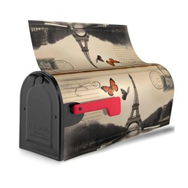 YYHWHJDE letterbox Cover Waterproof Oxford Cloth Accommodates Standard Size or Large Size mailboxes Vintage Paris Eiffel Tower Butterfly Picture 21x18 in