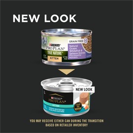 Purina Pro Plan Grain Free, Natural Pate Wet Kitten Food, TRUE NATURE Ocean Whitefish & Salmon - (24) 3 oz. Pull-Top Cans