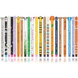 Kawaii 2-in-1 School Pencil Case - Erasable Gel Pen Set, with Thermo-Sensitive Erasing Ink, a Variety of Ink Colours and Barrel Designs, 0.7 mm Tip (Stationery Set + 16Erasable-C)