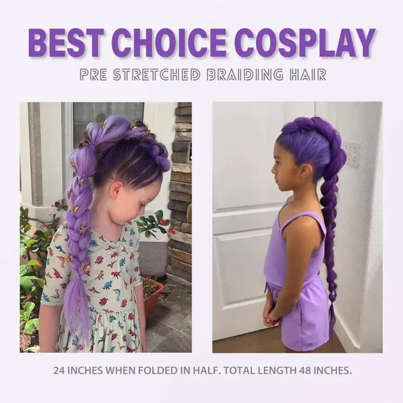 Set De 2 Extensiones De Cabello Trenzado Morado Estilo Rumi