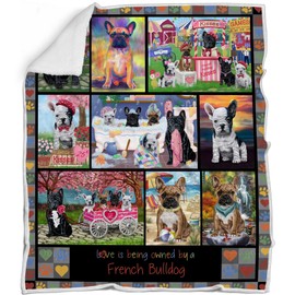 Doggie of the Day French Bulldogs - Pet Friendly Beach - Soft Blanket for Dog Lovers - Fleece, Sherpa & Tasseled Woven Durable Throw Blanket for Bed, 50x60 Woven BLNKTNC00560