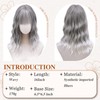 Hair Topper with Bangs 16 Inch Silver Cool Tone Wavy