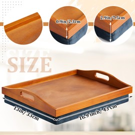 Tioncy 1 Piece Bamboo Lap Tray with Detachable Pillow 16.9'' x 13'' Lap TV Trays Desk with Handles for Adults Eating in Recliner Breakfast Housewarming Gift (Vintage Brown)