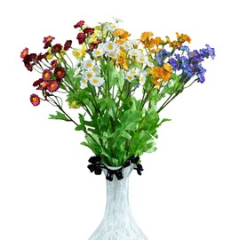 GLSATEMAN Artificial Chamomile Daisies Mixed Color Faux Wild Flowers 5 Pcs Used for Home Decoration Wedding Decoration Tabletop and Courtyard Decoration