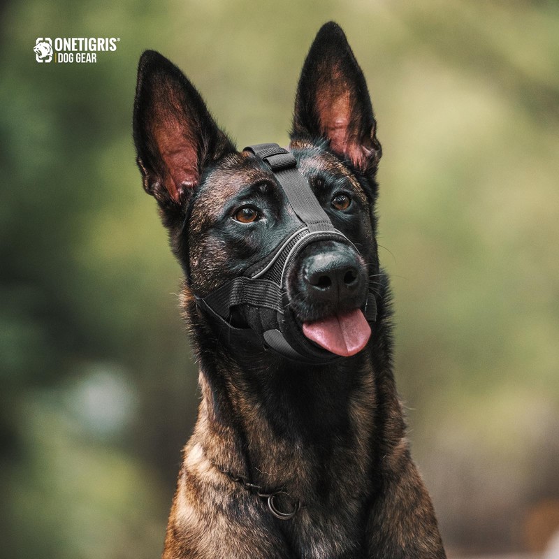 OneTigris Muzzle, Nylon Muzzle for Dogs, Adjustable Webbing, Suitable for