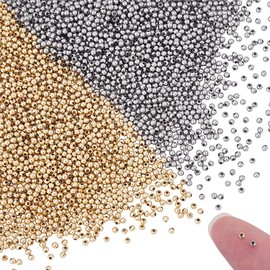 UNICRAFTALE 3000Pcs 2 Colors Stainless Steel Spacer Beads Round Beads 2mm Tiny Crimp Beads Round Loose Beads Metal Beads Smooth Beads for Bracelet Necklace Jewelry Making Supplies