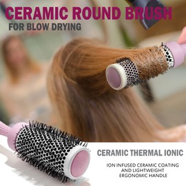 Fiora Naturals Bio-friendly Hair Detangler, Round Brush, and Comb Set for Women - All Hair Types: Natural, Fine & Curly - Ideal for Detangling and Blow Drying