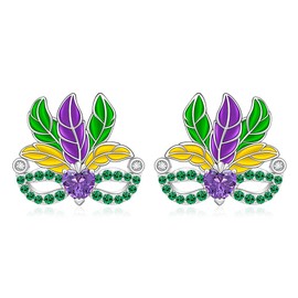 Mardi Gras Earrings for Women Mardi Gras Stud earrings Sterling Silver Mardi Gras Mask Earrings Accessory Jewelry Gifts