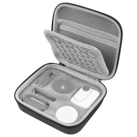 Geekria Carrying Case Compatible with Insta360 GO 3, GO 3S, Action Camera Protective Case, Hard Shell Travel Storage Bag with Slots for Insta 360 GO3 Accessories (Dark Grey)