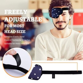 eZAKKA Eye Patches for Men Adults, Lazy Eye Patch Medical Eyepatch for Amblyopia Strabismus with Buckle, Navy with White Star (Right)