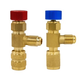 2 Pezzi Valvola Controllo Flusso R410 R22, Valvola di Sicurezza Ricarica Refrigerante con Attacco Rapido, Adattatore per Manometro e Tubo, Accessori per Impianti di Aria Condizionata