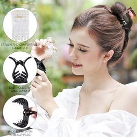 RC ROCHE ORNAMENT 6 Pcs Womens Super Secure Jaw Claw Clamp Interlocking Comb Clutcher Pin Strong Durable Spring Beautiful Fashion Accessory No Slip Grip Cute Hair Clip, Medium Clear Brown and Black