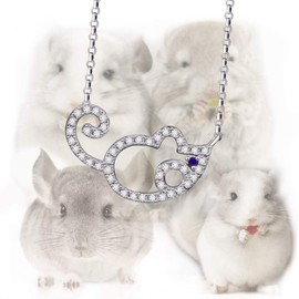VIKI LYNN Cute Chinchilla Mouse Pendant Necklace Animal Sterling Silver Jewelry for Women