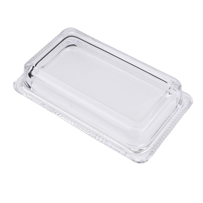 PEPAXON Glass Butter Dish with Lid for Countertop Rectangular Transparent