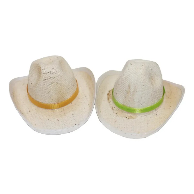 20 Sombrero Texano 8cm Vaquero Miniatura Mini Color Natural