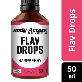 Body Attack Flav Drops® Aroma drops for food, 2 x 50 ml, Raspberry, sugar-free flavour drops, calorie-free, vegan and quality, Made in Germany
