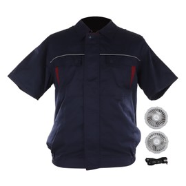 USB Cooling Jacket with Fans Short Sleeve USB Cooling Fan Jacket Air Conditioned Clothes Cool Vest for Summer XL Navy Blue with Red