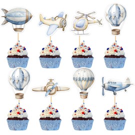 Blumomon 28 pezzi di aereo cupcake topper per palloncini a forma di cupcake, decorazione per bambini, festa di compleanno, scelta per aeroplano, accessori per feste a tema