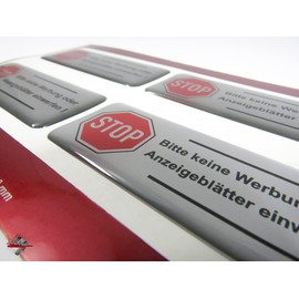 BIKE-label 403013 Silver 3D Letterbox Sticker 4 x No Advertising or Display Sheets 80 x 30 mm