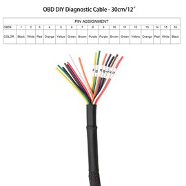 iKKEGOL Universal OBD2 OBD II 16 Pin J1962F Female to Open Cable Braid Dash Port Pigtail Fixed Wire Harness with Underdash Mount Bracket 30cm/12