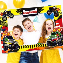 Monster Truck Photo Booth Props Monster Truck Theme Baby Shower Decorations Party Supplies for Birthday Decorations Truck Theme Birthday Party Decorations