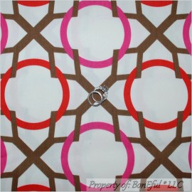 Signature BonEful Fabric FQ Cotton Decor VTG White Brown Pink Red Dot Shabby Chic Bohemian