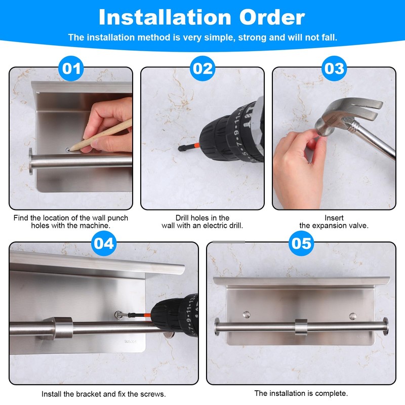 Double Toilet Paper Holder with Shelf, Wall Mount Tissue Roll