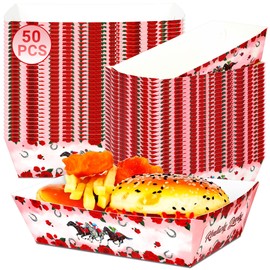 50 PCS Kentucky Derby Decorations, Disposable Kentucky Derby Paper Plates, Large Capacity Run for the Roses Food Paper Trays Derby Food Trays, Horse Racing Derby Party Supplies Horse Party Decorations