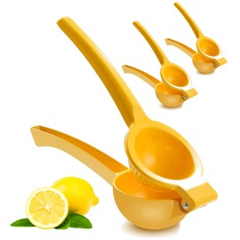 EcoQuality Heavy Duty Handheld Yellow Citrus Juice Squeezer Premium Lemon, Lime & Orange Press for Maximum Extraction Easy to Use, Durable and Rust Resistant Metal Manual Juicer (1)