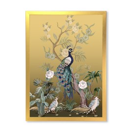 DesignQ Chinoiserie With Birds and Peonies VI Traditional Framed Wall Art, 30x40, FRAME35101