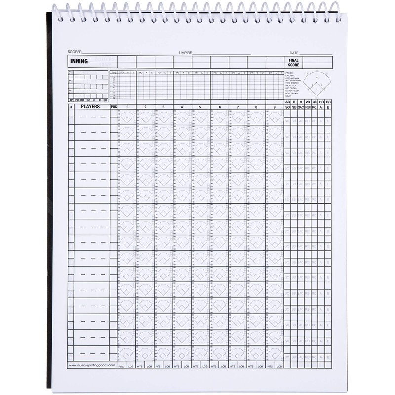 Murray Sporting Goods - Cuaderno de puntuaciones de béisbol y