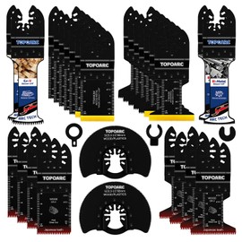 TOPOARC 28 PCS Oscillating Saw Blades Quick Release Saw Blades Titanium Multitool Blades for Cutting Wood Plastics Metal, Oscillating Tool Blades Kits Compatible with Dewalt, Bosch, Milwaukee
