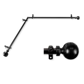 A&F Rod Decor - Ferrero Corner Window Curtain Rod 66-120 inch (Each Side) - Black